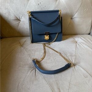 Polene Blue Crossbody Bag with Gold Chain